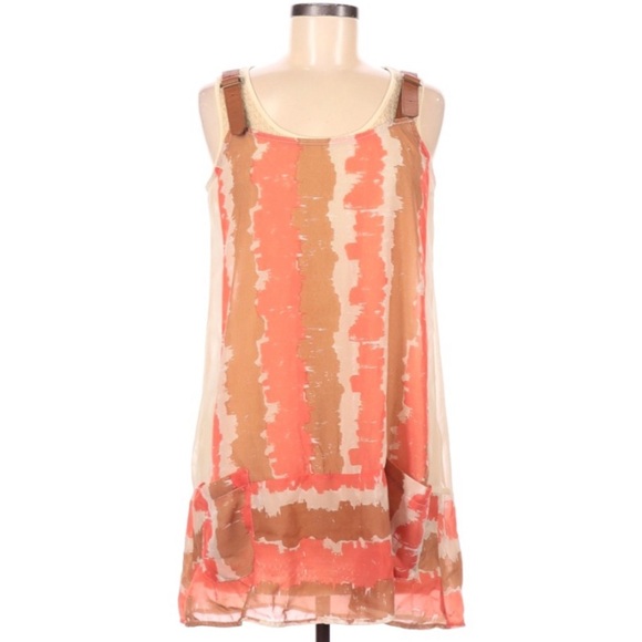 Blu Pepper Cream Orange Sleeveless Tank Dress - Picture 1 of 4